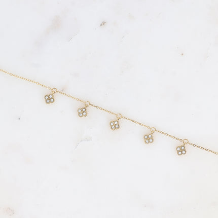Bracelet - pampilles trèfles serties d'oxydes de zirconium