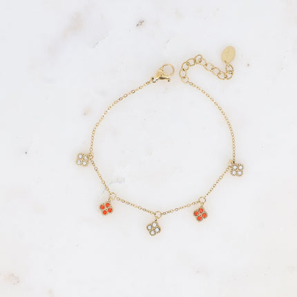 Bracelet - pampilles trèfles serties d'oxydes de zirconium