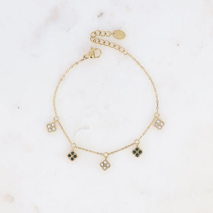 Bracelet - pampilles trèfles serties d'oxydes de zirconium