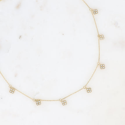 Collier - pampilles trèfles serties d'oxydes de zirconium