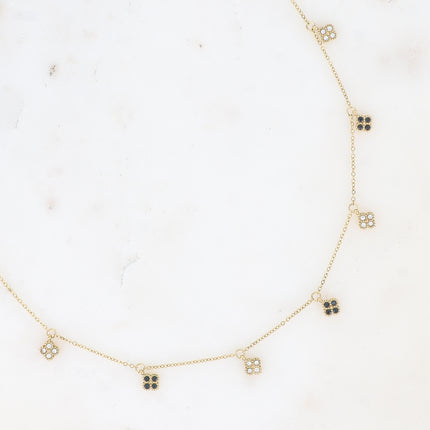 Collier - pampilles trèfles serties d'oxydes de zirconium
