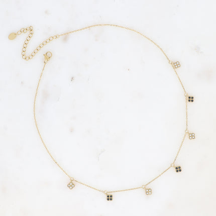 Collier - pampilles trèfles serties d'oxydes de zirconium