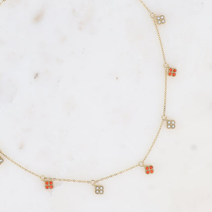 Collier - pampilles trèfles serties d'oxydes de zirconium
