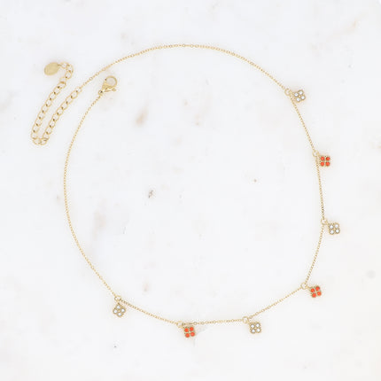 Collier - pampilles trèfles serties d'oxydes de zirconium