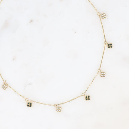 Collier - pampilles trèfles serties d'oxydes de zirconium