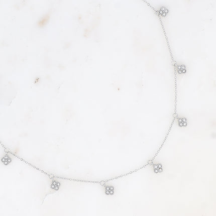 Collier - pampilles trèfles serties d'oxydes de zirconium