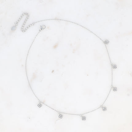 Collier - pampilles trèfles serties d'oxydes de zirconium