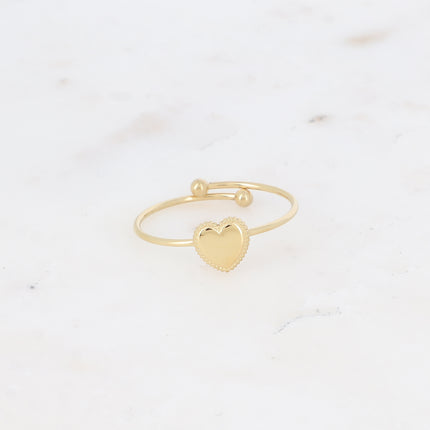 Bague - fine en acier inoxydable avec motif coeur