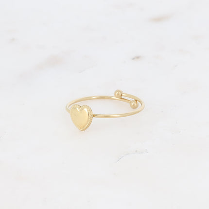 Bague - fine en acier inoxydable avec motif coeur
