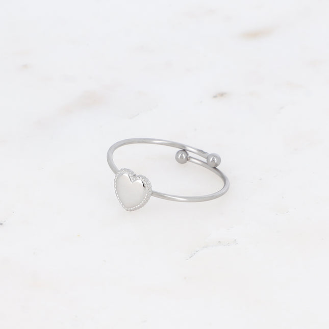 Ring - thin stainless steel with heart motif