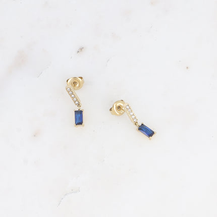 Boucles pendantes - barre avec oxydes de zirconium et cristal rectangulaire
