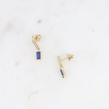 Boucles pendantes - barre avec oxydes de zirconium et cristal rectangulaire