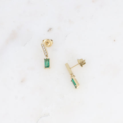 Boucles pendantes - barre avec oxydes de zirconium et cristal rectangulaire