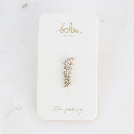 Piercing - en acier inoxydable avec lignée de cristaux