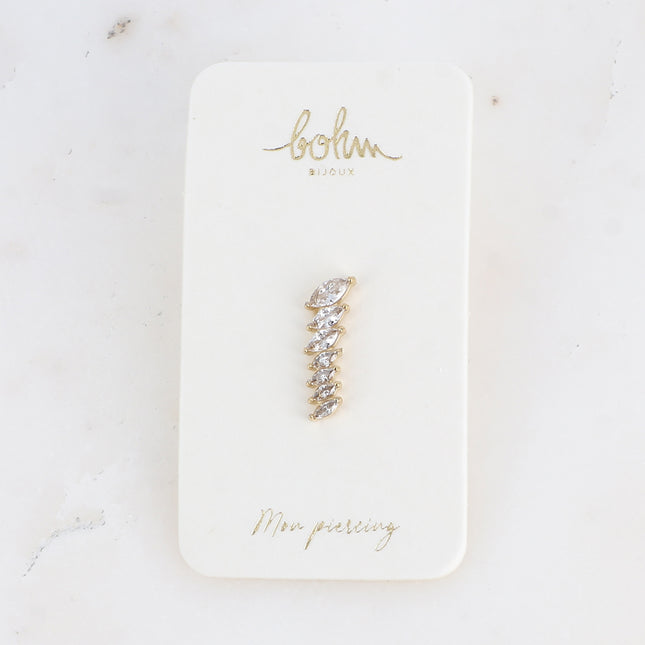 Piercing - en acier inoxydable avec lignée de cristaux