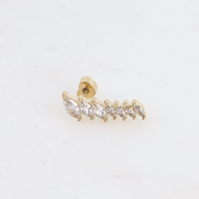 Piercing - en acier inoxydable avec lignée de cristaux
