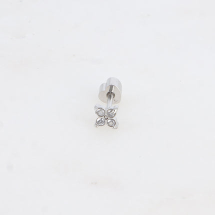 Piercing - en acier inoxydable avec trèfle et oxydes de zirconium