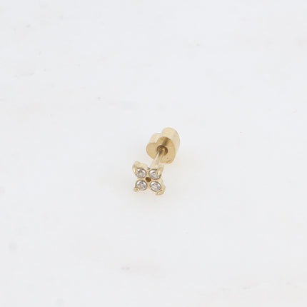 Piercing - en acier inoxydable avec trèfle et oxydes de zirconium