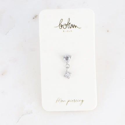 Piercing - en acier inoxydable avec coeur et rond en cristal