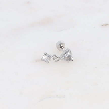 Piercing - en acier inoxydable avec coeur et rond en cristal