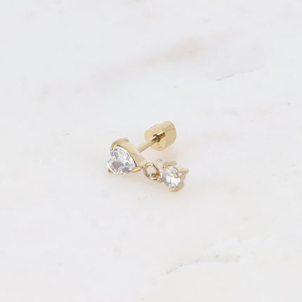 Piercing - en acier inoxydable avec coeur et rond en cristal