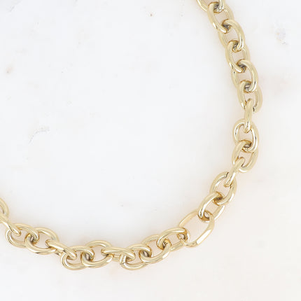 Collier - grosse maille aux anneaux ovales en acier inoxydable