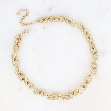 Collier - grosse maille aux anneaux ovales en acier inoxydable