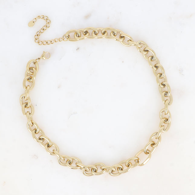 Necklace - chunky chain with oval stainless steel rings