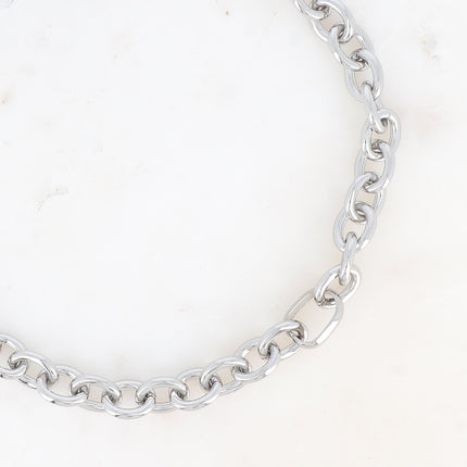 Collier - grosse maille aux anneaux ovales en acier inoxydable