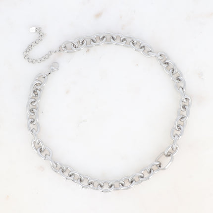 Collier - grosse maille aux anneaux ovales en acier inoxydable