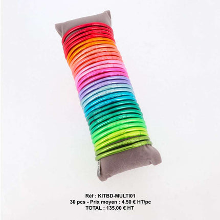 Kit de 30 joncs bouddhistes épais multicolores avec mantra. Coussin offert. Prix moyen : 4,50€ HT