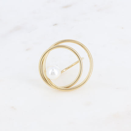 Bague - double cercle et perle nacrée