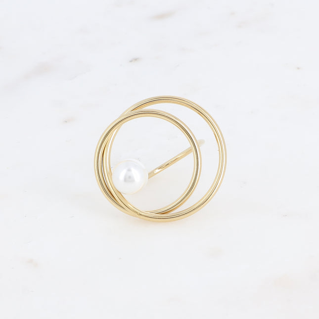 Bague - double cercle et perle nacrée