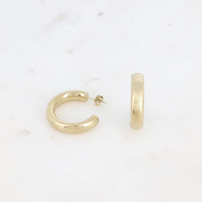 Creole earrings - brushed effect ring 3cm