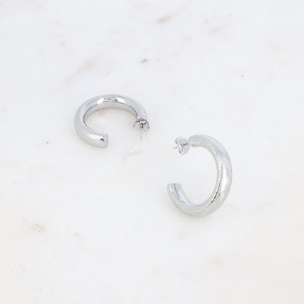 Creole earrings - brushed effect ring 3cm