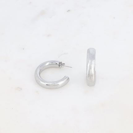 Creole earrings - brushed effect ring 3cm