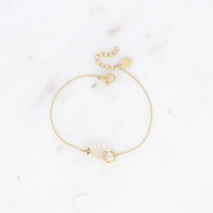 Bracelet - double ring with freshwater pearls