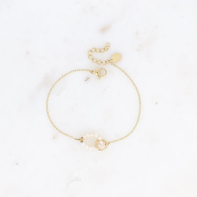 Bracelet - double anneau avec perles d'eau douce