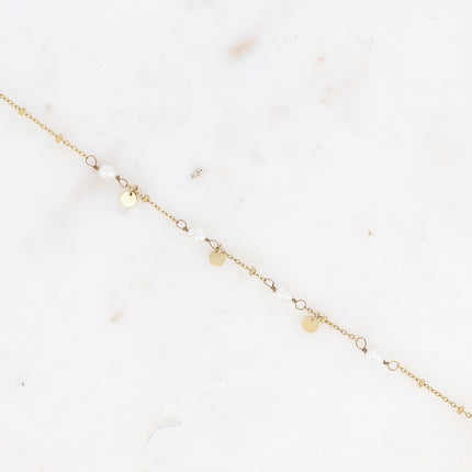 Bracelet Clarissa - en acier inoxydable avec perles d'eau douce et pampilles rondes