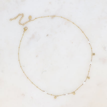 Collier Clarissa - en acier inoxydable avec perles d'eau douce et pampilles rondes