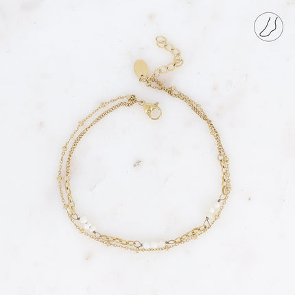 Anklet - 2 rows with freshwater pearls