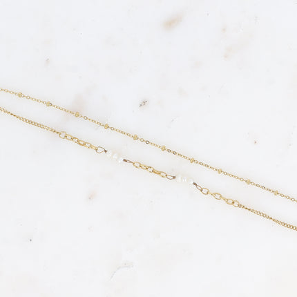 Bracelet - 2 rows with freshwater pearls