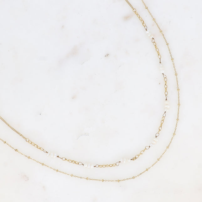 Necklace - 2 strands with freshwater pearls
