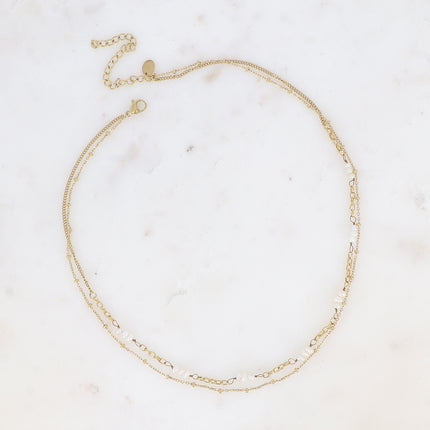 Collier - 2 rangs avec perles d'eau douce