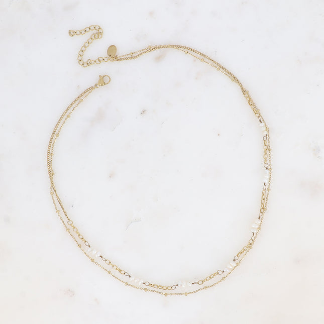 Necklace - 2 strands with freshwater pearls