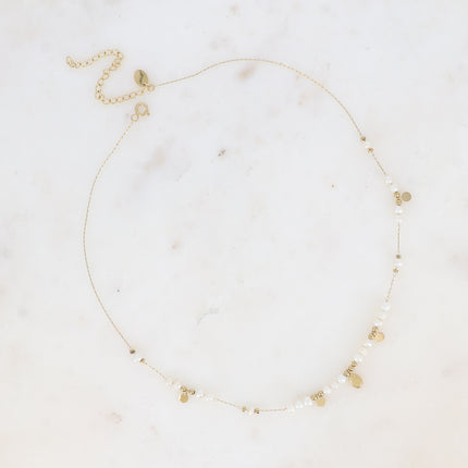 Collier Daniela - pampilles ovale et rondes avec perles d'eau douce