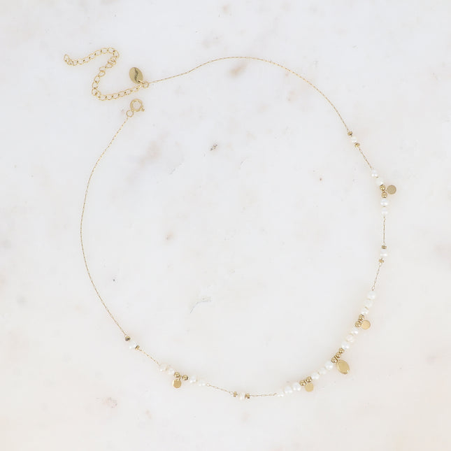 Collier Daniela - pampilles ovale et rondes avec perles d'eau douce