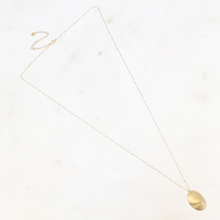 Sautoir Judie - chaîne émaillée et grand pendentif ovale brossé
