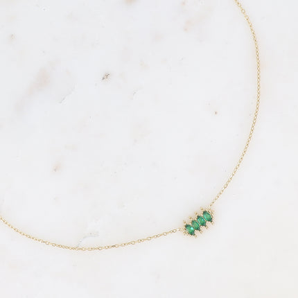 Collier - pendentif 4 cristaux en amande