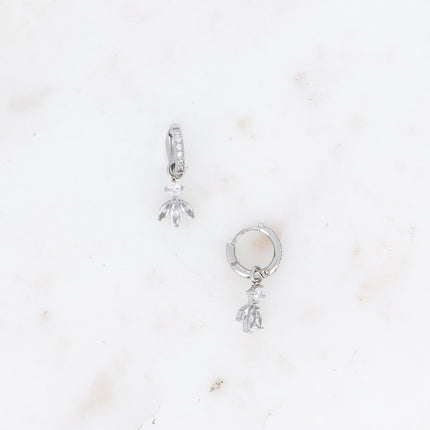 Créoles Katarina - pendentif en motif feuillage en oxydes de zirconium